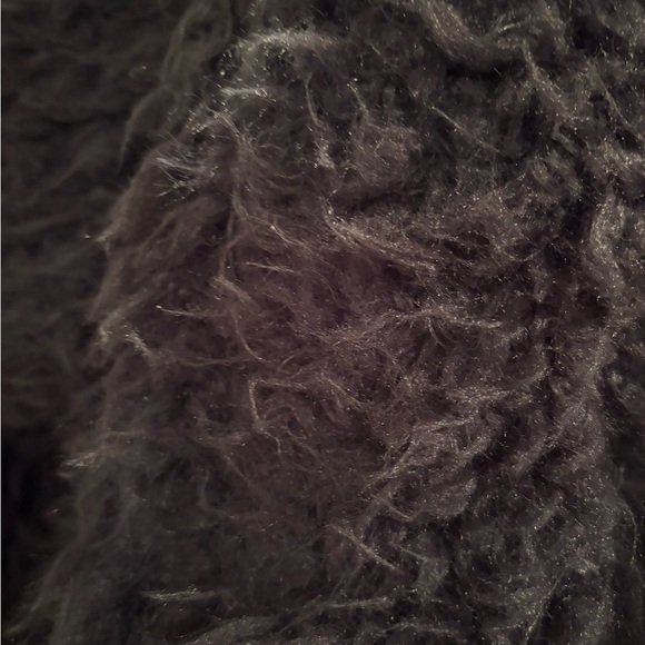 Express Navy Blue Faux Fur Coat with hood and pockets - Picture 2 of 5